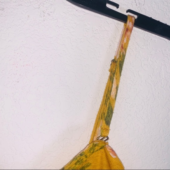 Free People Mirage yellow floral tube top flounce smocked size XS - Picture 9 of 15